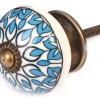 Bouton de meuble en grès à motif Paon (Modèle 4)