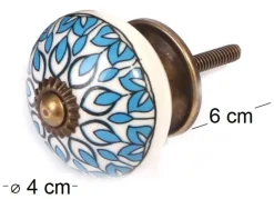 Bouton de meuble en grès à motif Paon (Modèle 4)