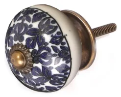 Bouton de meuble en grès à motif Paon (Modèle 2)