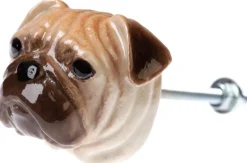 Bouton de porte animal en porcelaine (Tête de bouledogue)