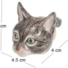 Bouton de porte animal en porcelaine (Tête de chat tigré)