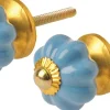 Bouton de porte floral en céramique (Lot de 2) (Bleu)