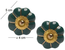 Boutons de porte classique pour meubles fleur (Lot de 2) (Vert foncé)