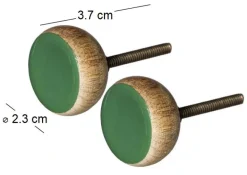 Boutons de porte en bois et métal (Lot de 2) (Vert)
