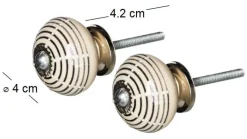 Boutons de porte rond avec cercles (Lot de 2)