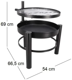 Brasero en métal avec grille de cuisson intégrée (54 x 66.5 x 69 cm)
