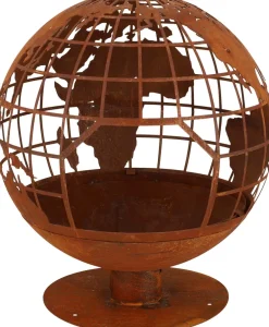Brasero rond en métal rouillé (Planète)