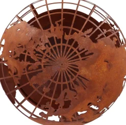 Brasero rond en métal rouillé (Planète)