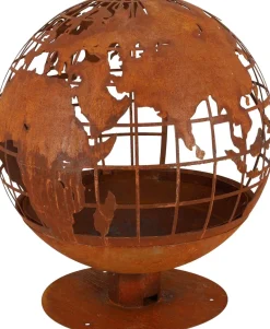 Brasero rond en métal rouillé (Planète)