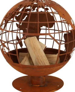 Brasero rond en métal rouillé (Planète)