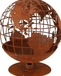 Brasero rond en métal rouillé (Planète)