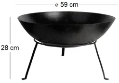Brasero rond en métal sur pied (59 x 28 cm)