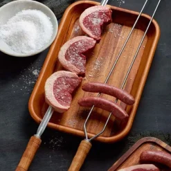 Brochette double en inox et bois Churrasco