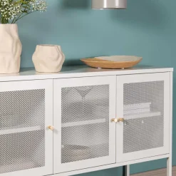 Buffet 3 portes en acier Malla (Gris clair)