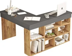 Bureau d'angle en aggloméré Clic (Pin et noir)