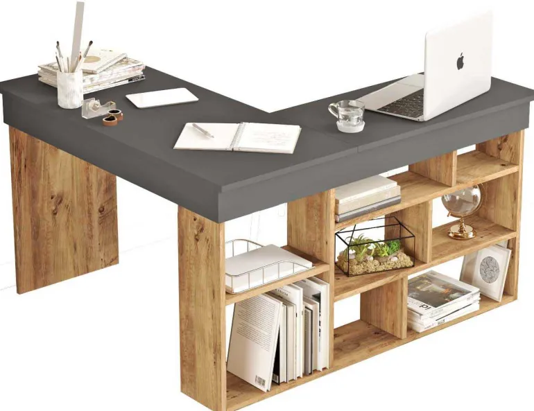 Bureau d'angle en aggloméré Clic (Pin et noir)