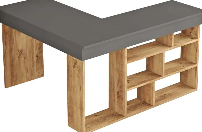 Bureau d'angle en aggloméré Clic (Pin et noir)