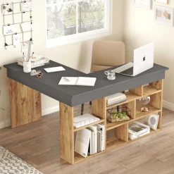 Bureau d'angle en aggloméré Clic (Pin et noir)