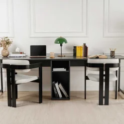 Bureau 2 places en aggloméré Twin (Anthracite, Noir)
