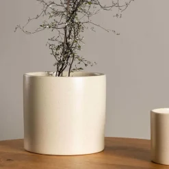 Cache pot en grès Sane 18x17cm (Beige)