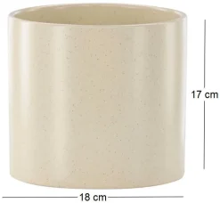 Cache pot en grès Sane 18x17cm (Beige)