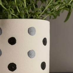 Cache pot en grès Sane 11x10 cm (Blanc et noir)