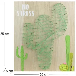 Cactus lumineux sur chassis en bois no stress 35 cm