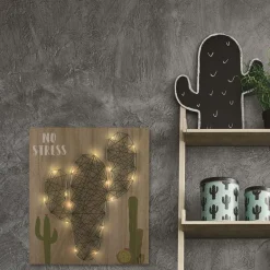 Cactus lumineux sur chassis en bois no stress 35 cm