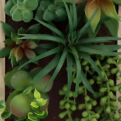 Cadre mural avec plante succulente artificielle 20 x 30 cm