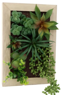 Cadre mural avec plante succulente artificielle 20 x 30 cm