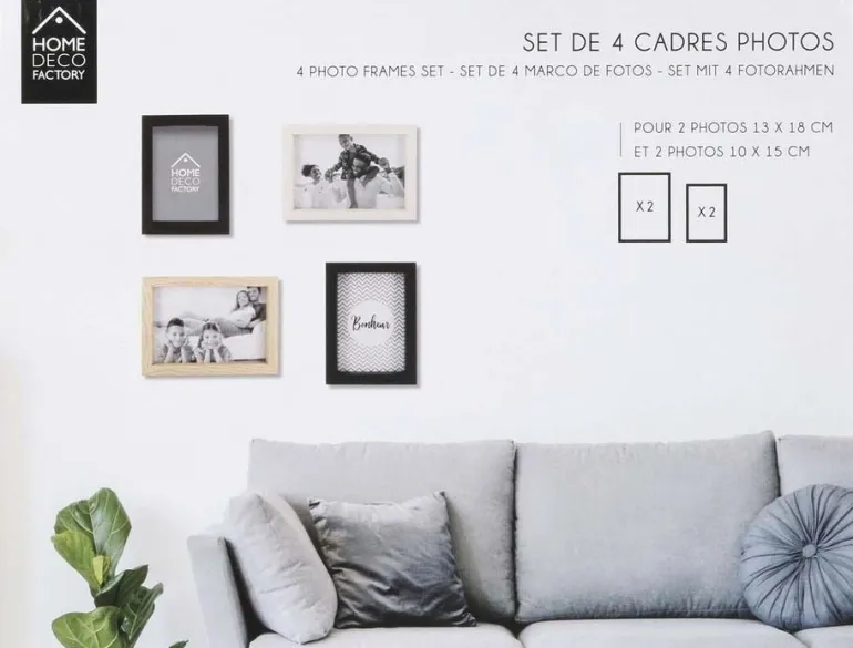 Cadres photos en bois (Lot de 4)