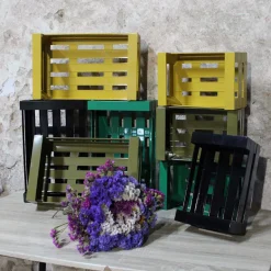 Cagette en métal coloré (Lot de 2) (Vert tamegroute)