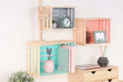 Caisse de rangement en pin brut (Lot de 3)