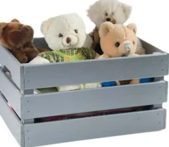 Caisse de rangement en pin grand modèle 46 x 31 x 25 cm (Gris)