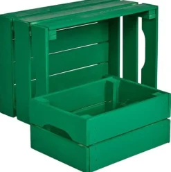 Caisse de rangement en pin petit modèle 31 x 23 x 15 cm (Vert menthe)