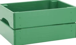 Caisse de rangement en pin petit modèle 31 x 23 x 15 cm (Vert menthe)