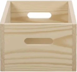 Caisse en bois brut de rangement (30 x 20 x 6 cm)