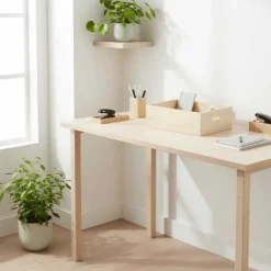 Caisse en bois brut de rangement (40 x 30 x 8 cm)