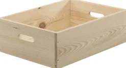 Caisse en bois brut de rangement (40 x 30 x 8 cm)