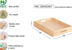 Caisse en bois de rangement (40 x 30 x 7 cm)