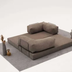 Canapé chauffeuse 3 places en chenille Comfort (Gris)
