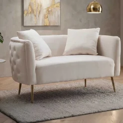 Canapé en tissu Bucarest 127 x 74 x 71 cm (Crème)