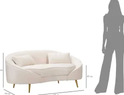 Canapé en tissu 2 places Oslo 148 x 84 x 68 cm (Crème et doré)