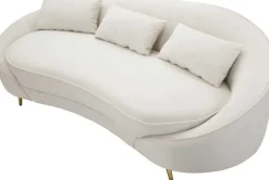 Canapé en tissu 3 places Oslo 185 x 84 x 68 cm (Crème et doré)