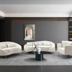 Canapé en tissu 3 places Oslo 185 x 84 x 68 cm (Crème et doré)