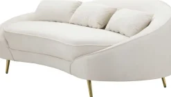 Canapé en tissu 3 places Oslo 185 x 84 x 68 cm (Crème et doré)