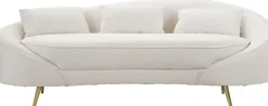 Canapé en tissu 3 places Oslo 185 x 84 x 68 cm (Crème et doré)
