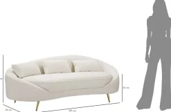 Canapé en tissu 3 places Oslo 185 x 84 x 68 cm (Crème et doré)