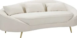 Canapé en tissu 3 places Oslo 185 x 84 x 68 cm (Crème et doré)