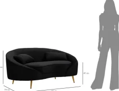 Canapé en tissu 2 places Oslo 148 x 84 x 68 cm (Noir et doré)